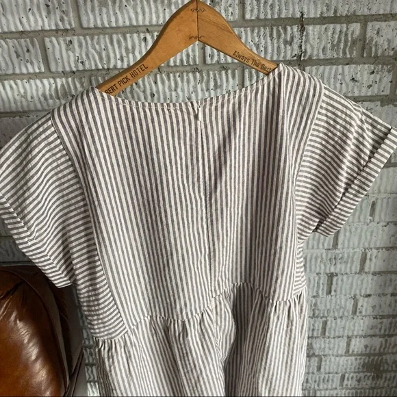 Savanna Jane Gray and White seersucker Embroidered Floral Dress - Picture 6 of 9